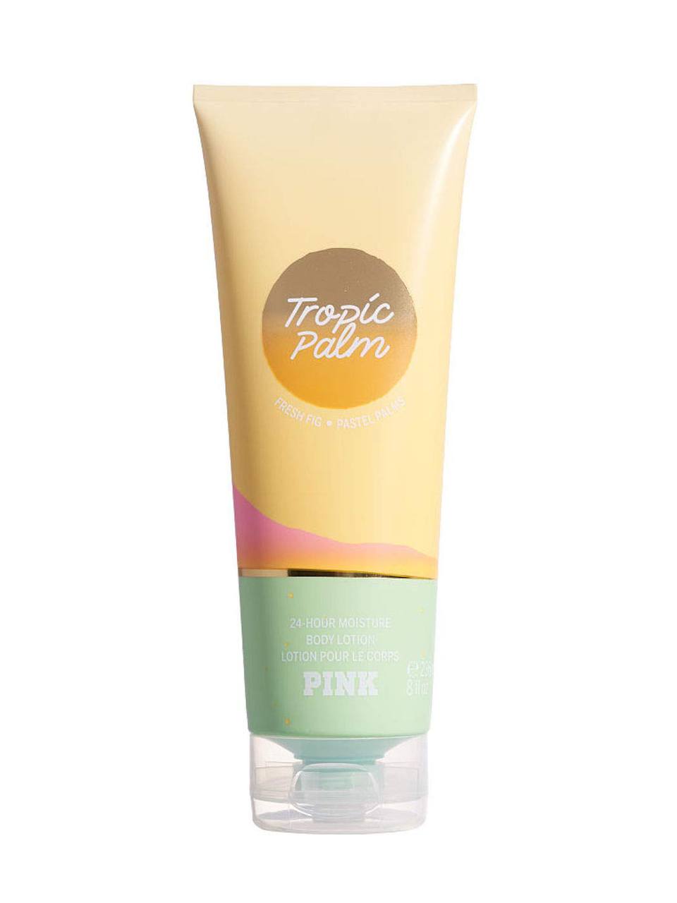 لوسیون بدن Tropic Palm پینک در تیوپ ۲۳۶ میلیلیتری، نمای کامل بستهبندی