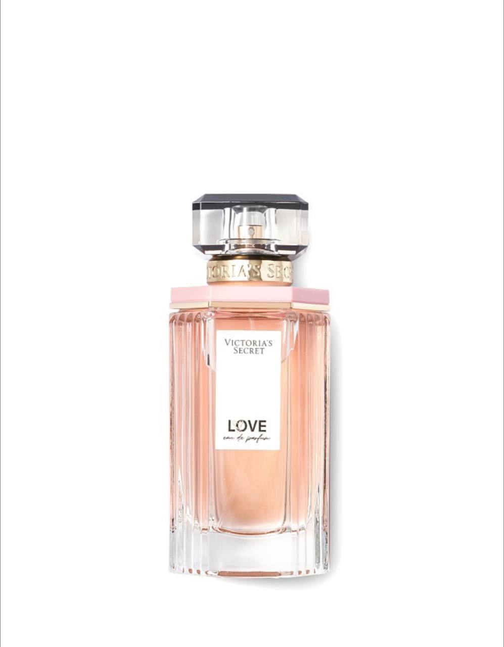 بسته‌بندی و بطری ادوپرفیوم Love ویکتوریا سکرت در کنار جعبه‌ی اصلی برند