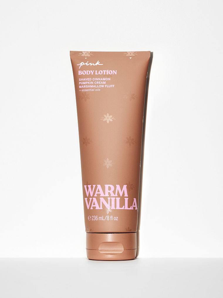 لوسیون بدن Warm Vanilla پینک در تیوپ ۲۳۶ میلیلیتری با طرح بستهبندی گرم و پاییزی
