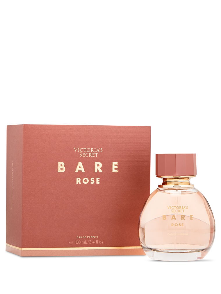 پرفیوم Bare rose ویکتوریا سکرت ۱۰۰ میلی‌لیتر در کنار جعبه‌ی اصلی بسته‌بندی برند