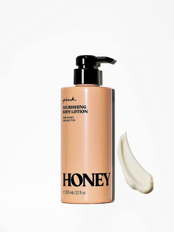 لوسیون بدن Honey از پینک در بطری پمپی با طراحی اصلی برند روی بستهبندی