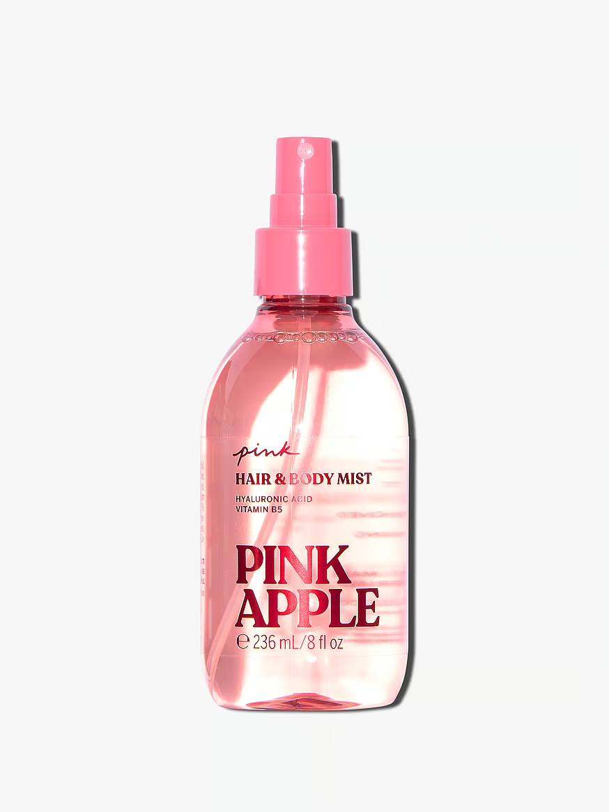 اسپری بدن و مو Pink Apple پینک با درپوش سرخابی و بستهبندی اصلی برند