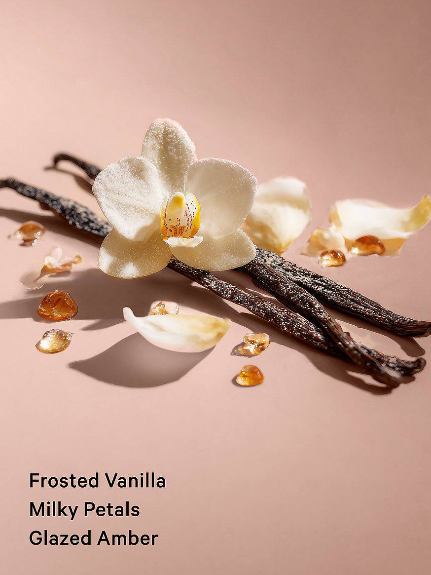 بادی میست Frosted Vanilla fantasy ویکتوریا سکرت، نمای نزدیک برچسب و درِ اسپری