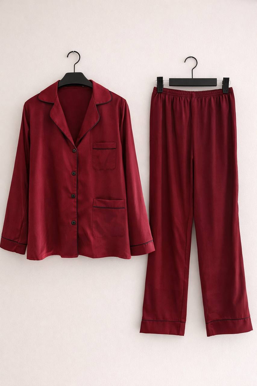 کت و شلوار ساتن قرمز