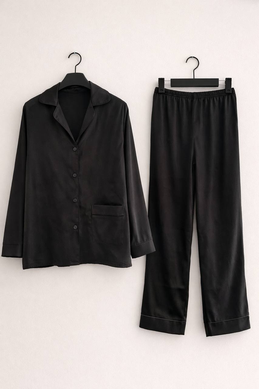 کت و شلوار ساتن مشکی